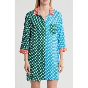 DKNY Colorblock Button-Up Nightgown Size LARGE